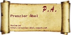 Preszler Ábel névjegykártya