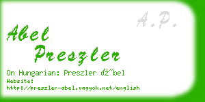 abel preszler business card